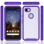 Wholesale Google Pixel 3A Clear Transparent Dual Defense Hybrid Armor Case (Navy Blue)